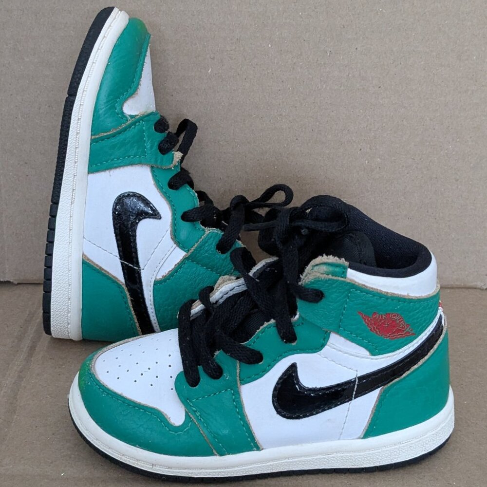 Jordan Nike Kids Air Jordan 1 Retro High OG "Lucky Green" sneakers Size 7 - Picture 4 of 14